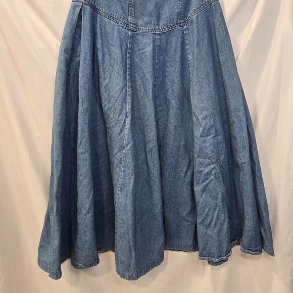 Vintage 70's Brittania Denim Skirt Size 11/12 Blue Zip Flare - Picture 7 of 7